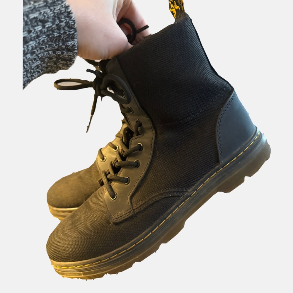 Dr Marten Black Lace-Up Canvas Boots